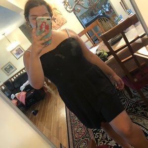 strapless black romper